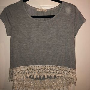Grey crop top with lace